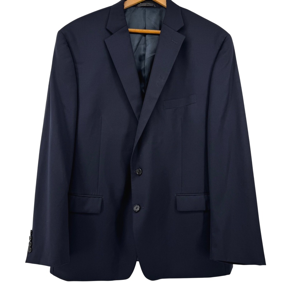 Lauren Ralph Lauren Mens 48R Navy Blue 100% Wool Natural Stretch Sport Coat